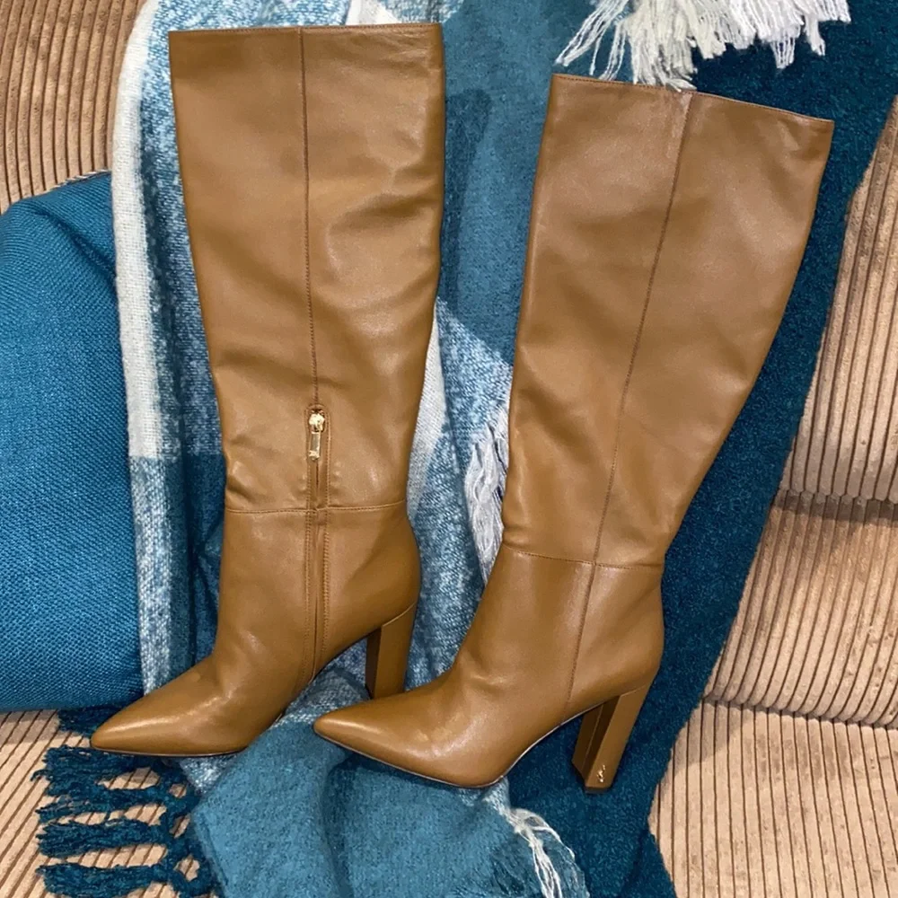 SAM EDELMAN RAAKEL CHOCOLATE LEATHER TALL BOOTS 8.5M BRAND NEW. no box - Picture 5 of 13